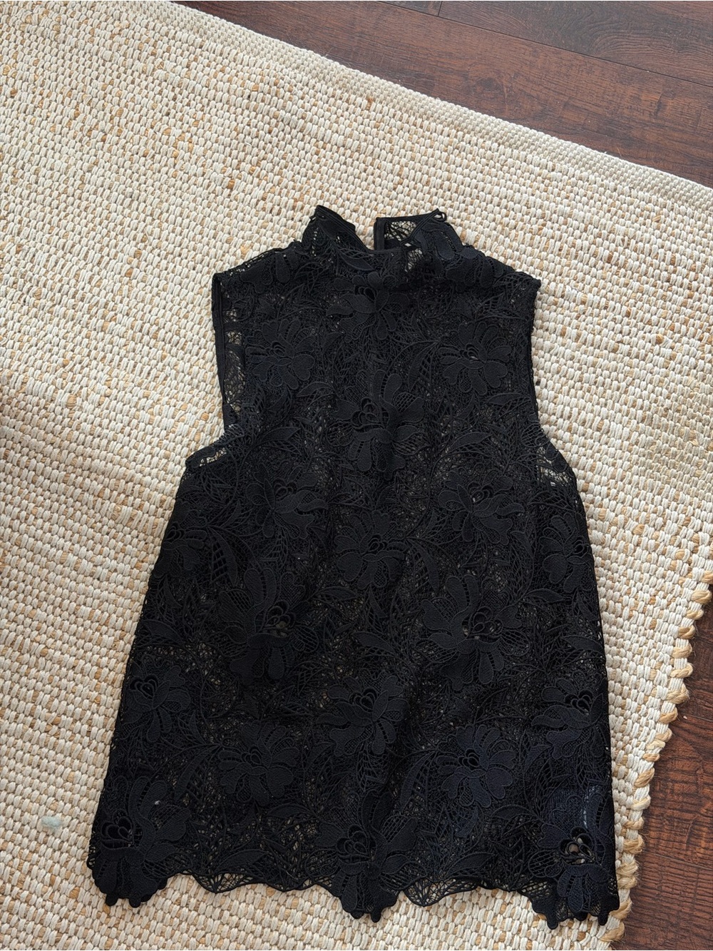 H&M Sleeveless Black Lace High-Neck Dress Top